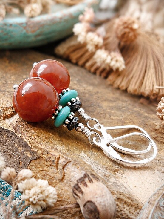 Kachina Jewelry Jewelry - Southwest Earrings Gemstone 925 Sterling Silver Leverback Dangle Western Boho